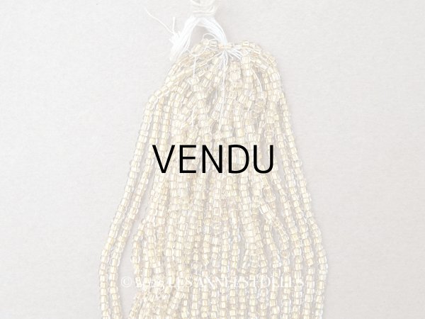 画像1: アンティーク ライン入り クリア＆シャンパンゴールド シードビーズ ガラスビーズ 62g (1)