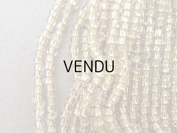 画像3: アンティーク ライン入り クリア＆シャンパンゴールド シードビーズ ガラスビーズ 62g (3)