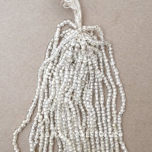 画像: アンティーク ライン入り クリア&シルバー シードビーズ ガラスビーズ 57〜63g