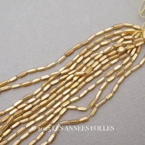 画像: アンティーク スフレビーズ スモーキーゴールド スティック型  2×5.5mm  約350〜550ピース 吹きガラス製 ビーズ