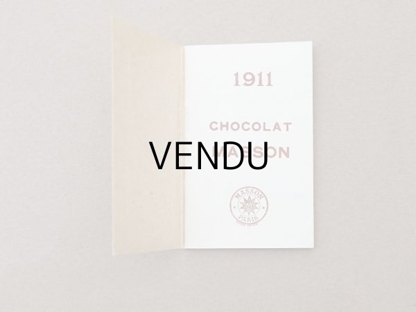 画像5: 1911年 アンティーク 薔薇とリボンのガーランド 小さなカレンダーのカルネ  - CHOCOLAT MASSON - (5)