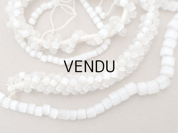 画像3: アンティーク 大粒 サティネビーズ オフホワイト ガラスビーズ (3)