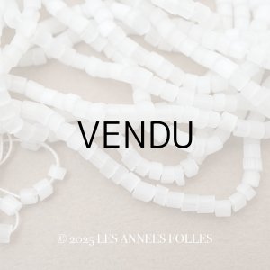 画像: アンティーク サティネビーズ ホワイト ガラスビーズ 1cm=4.5粒 61g