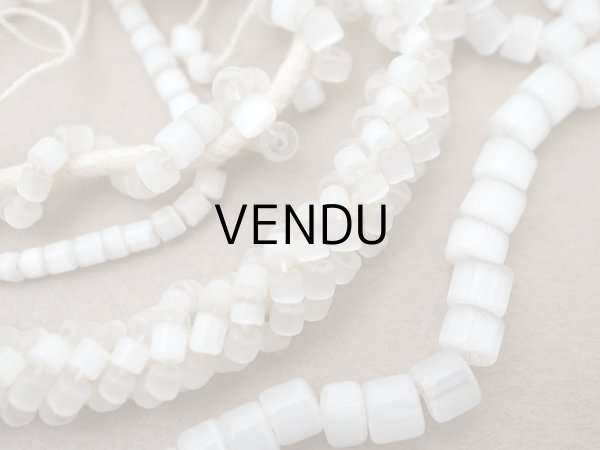 画像5: アンティーク 大粒 サティネビーズ オフホワイト ガラスビーズ (5)