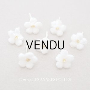 画像: アンティーク 勿忘草 ベルベットの布花  オフホワイト 7ピースのセット 15mm