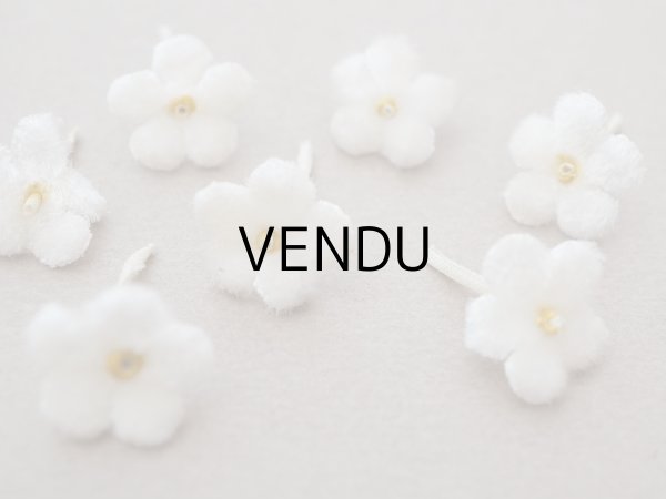 画像2: アンティーク 勿忘草 ベルベットの布花  オフホワイト 7ピースのセット 15mm (2)