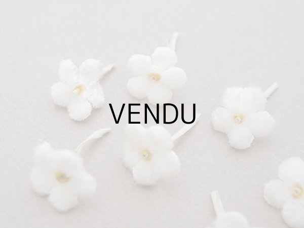 画像3: アンティーク 勿忘草 ベルベットの布花  オフホワイト 7ピースのセット 15mm (3)