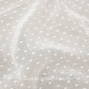 画像: アンティーク  ドット刺繍入り コットンオーガンジー オフホワイト ファブリック 83×77cm