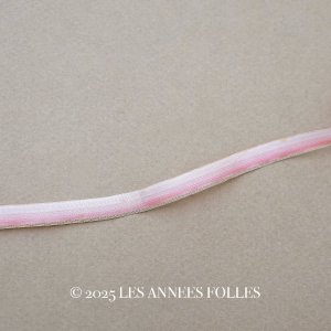 画像: アンティーク シルクリボン 金糸の縁取り ピンクのグラデーション 幅7mm シルク製 リボン