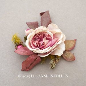 画像: 1900年頃 アンティーク薔薇の布花 パウダーピンク