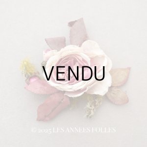 画像: 1900年頃 アンティーク薔薇の布花 パウダーピンク