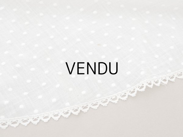 画像5: アンティーク  ドット刺繍入り コットンオーガンジー オフホワイト ファブリック テーブルクロス (5)