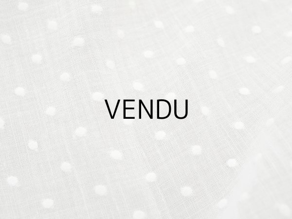 画像3: アンティーク  ドット刺繍入り コットンオーガンジー オフホワイト ファブリック テーブルクロス (3)