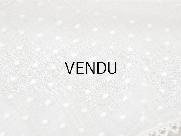 画像7: アンティーク  ドット刺繍入り コットンオーガンジー オフホワイト ファブリック テーブルクロス (7)