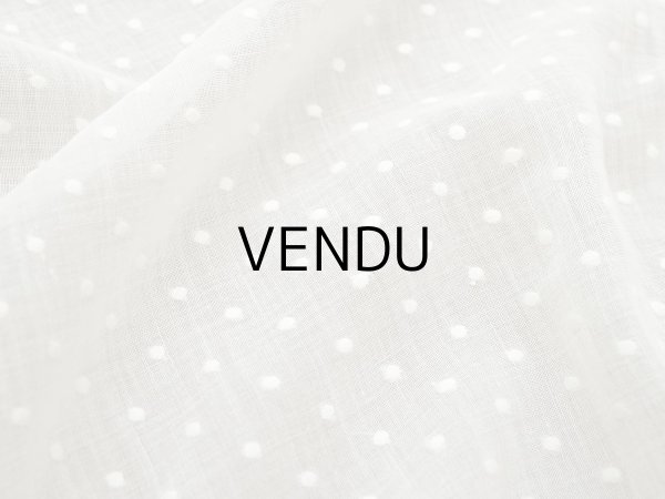 画像2: アンティーク  ドット刺繍入り コットンオーガンジー オフホワイト ファブリック テーブルクロス (2)