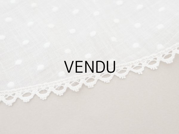 画像6: アンティーク  ドット刺繍入り コットンオーガンジー オフホワイト ファブリック テーブルクロス (6)