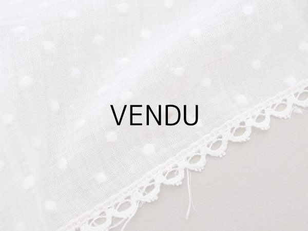 画像12: アンティーク  ドット刺繍入り コットンオーガンジー オフホワイト ファブリック テーブルクロス (12)