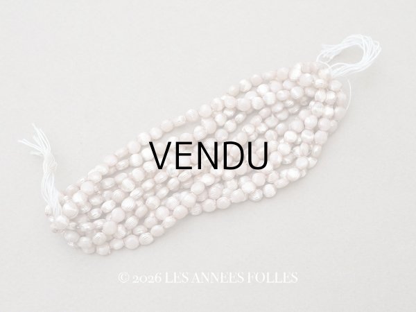 画像1: アンティーク  パウダーピンク ライン入りスフレビーズ 5mm 約280ピース 吹きガラス製 ビーズ (1)