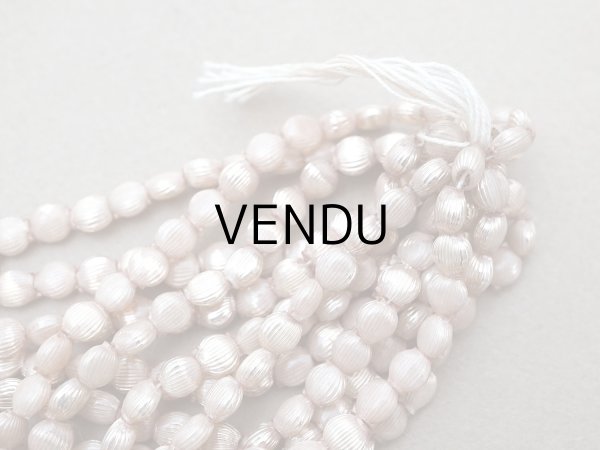 画像4: アンティーク  パウダーピンク ライン入りスフレビーズ 5mm 約280ピース 吹きガラス製 ビーズ (4)