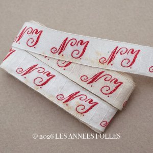 画像: アンティーク 幅広 イニシャルテープ【NY】約3.3m ボルドー