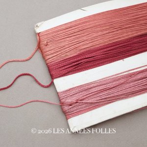 画像: アンティーク 紐 極細 1mm幅 グレイッシュピンク&ローズピンク＆ボルドー 約70m