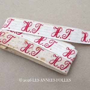 画像: アンティーク 幅広 イニシャルテープ【HJ】約3.5m ボルドー