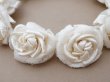 画像5: アンティーク シルクサテン 薔薇の布花のティアラ 花冠 オフホワイト (5)