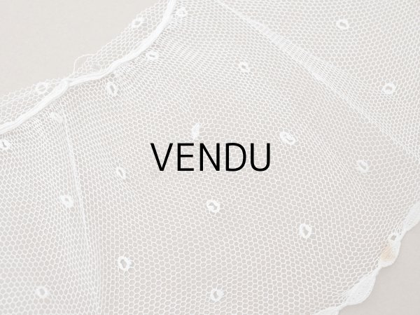 画像6: アンティーク 幅広 フリルレース 2.45m オフホワイト ドット刺繍入り チュールレース  幅11.5cm  (6)