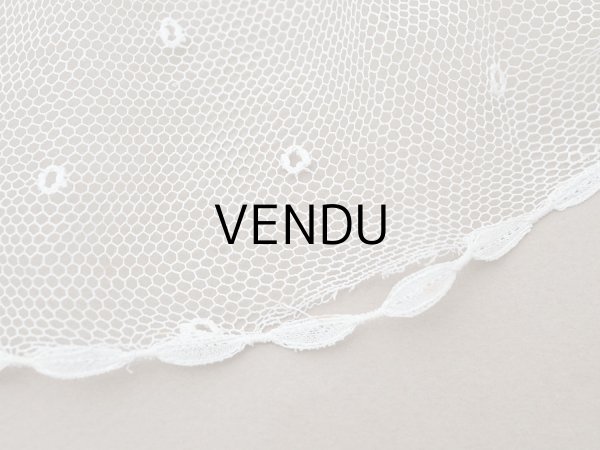 画像7: アンティーク 幅広 フリルレース 2.45m オフホワイト ドット刺繍入り チュールレース  幅11.5cm  (7)