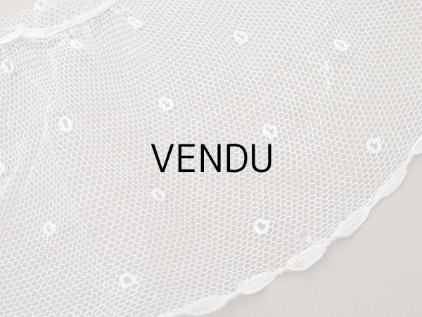 画像11: アンティーク 幅広 フリルレース 2.45m オフホワイト ドット刺繍入り チュールレース  幅11.5cm  (11)