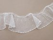 画像3: アンティーク 幅広 フリルレース 2.45m オフホワイト ドット刺繍入り チュールレース  幅11.5cm  (3)