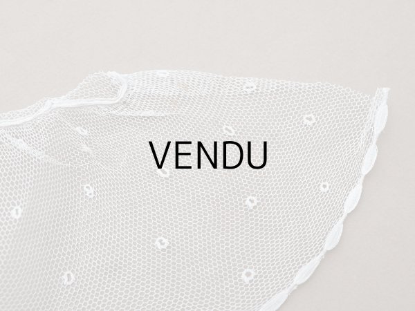 画像12: アンティーク 幅広 フリルレース 2.45m オフホワイト ドット刺繍入り チュールレース  幅11.5cm  (12)