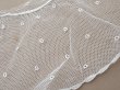 画像10: アンティーク 幅広 フリルレース 2.45m オフホワイト ドット刺繍入り チュールレース  幅11.5cm  (10)