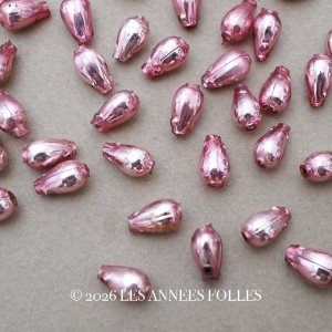 画像: アンティーク スフレビーズ 4つ穴 ドロップ型 60ピースのセット 5.5×9.5mm ピンク