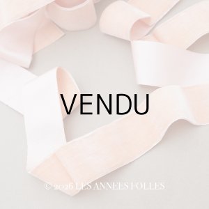 画像: アンティーク シルク&コットン製 幅広 ベルベットリボン サーモンピンク ダブルフェイス PON 787 N 9 COL 602