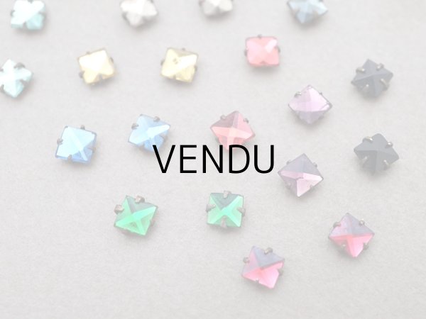 画像3: 19世紀 アンティーク グラスストーン スクエア 5mm 22ピースのセット ラインストーン (3)