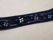 画像3: 未使用 アンティーク 花のハンドペイント ベルベットリボン ダークブルー PON 6537 (3)