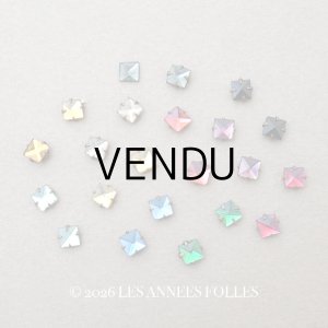 画像: 19世紀 アンティーク グラスストーン スクエア 5mm 22ピースのセット ラインストーン