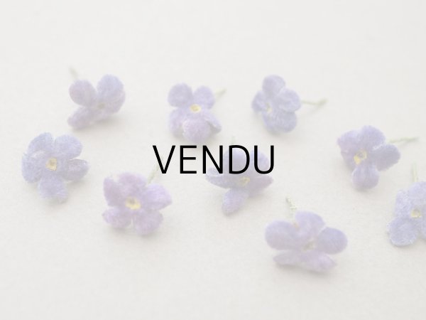画像2: アンティーク 勿忘草の小さな布花 ラヴェンダー色 9ピースのセット 約13mm (2)
