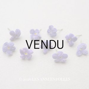 画像: アンティーク 勿忘草の小さな布花 ラヴェンダー色 9ピースのセット 約13mm