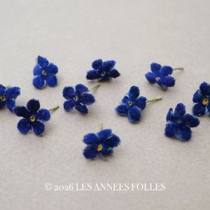 画像: アンティーク 勿忘草の小さな布花 ダークブルー 10ピースのセット 約13mm