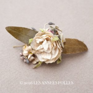 画像: アンティーク 小さな布花 薔薇&勿忘草 ドール用