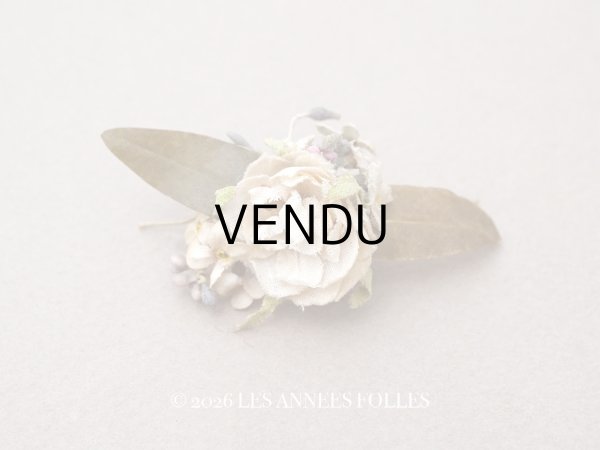 画像1: アンティーク 小さな布花 薔薇＆勿忘草 ドール用 (1)