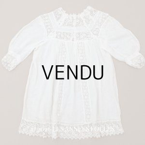 画像: ＊蚤の市＊1900年頃 アンティーク ベビー用 ドレスドット刺繍のコットンファブリック 