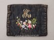 画像1: 19世紀 アンティーク シルク製 ハンキーケース モノグラム＆花刺繍 黒 ポシェット (1)