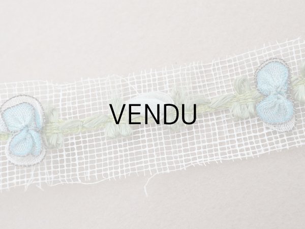 画像5: アンティーク シルク製 薔薇のロココトリム パウダーブルー＆サックスブルー ロココリボン  (5)