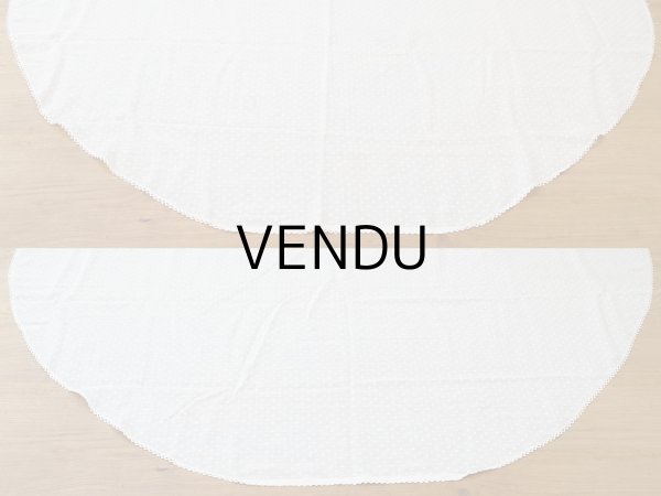 画像14: アンティーク  ドット刺繍入り コットンオーガンジー オフホワイト ファブリック テーブルクロス (14)