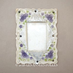 画像: ＊蚤の市＊ セルロイドのフォトフレーム 紫の花 ヘリオトロープ