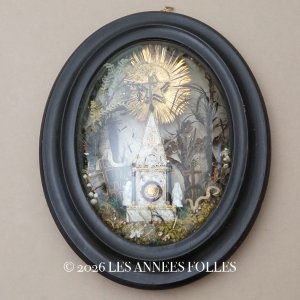 画像: 19世紀 アンティーク ルリケール 大きなガラスドーム 遺物 44.6×35cm