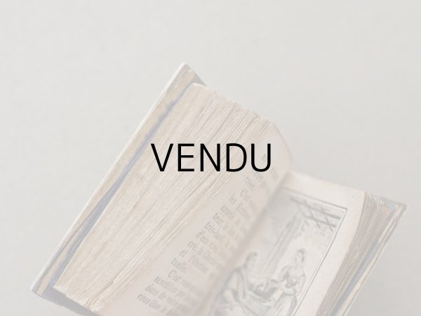 画像10: 19世紀 アンティーク ドール用 祈祷書 ボーン製 ダークブルーのベルベット ドールハウス PAROISSIEN (10)